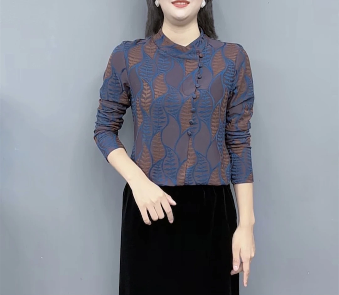 新款百搭遮肉显瘦气质时尚百搭领女装上衣#1999