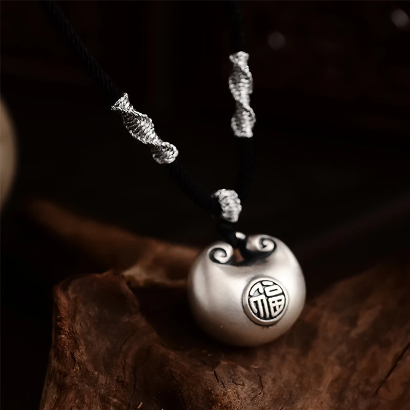 吊坠足银布艺 KKV 胖福编织银项链-YS41302