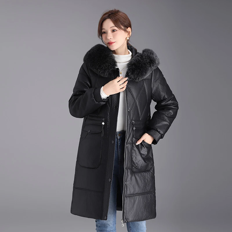 88909新款高端真皮皮衣羊驼绒女狐狸毛领绵羊皮加厚修身