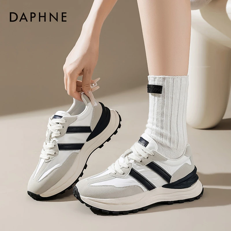 达芙妮小蛮腰新款德训2025女鞋休闲厚底复古夏季运动老爹板鞋女