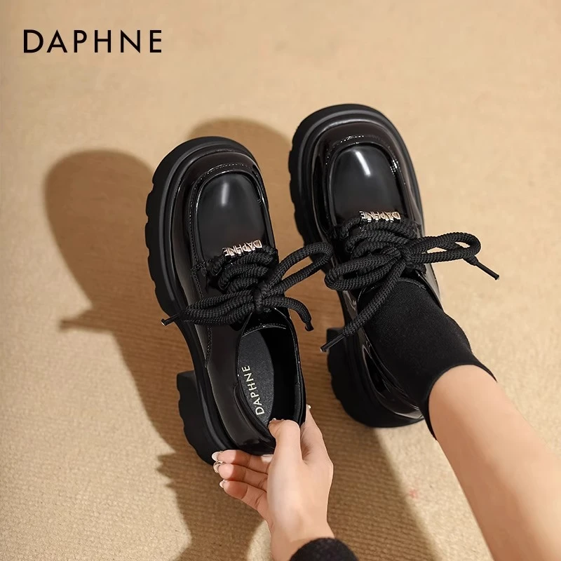 达芙妮厚底乐福鞋女2025爆款小个子时尚百搭单鞋复古英伦风小皮鞋