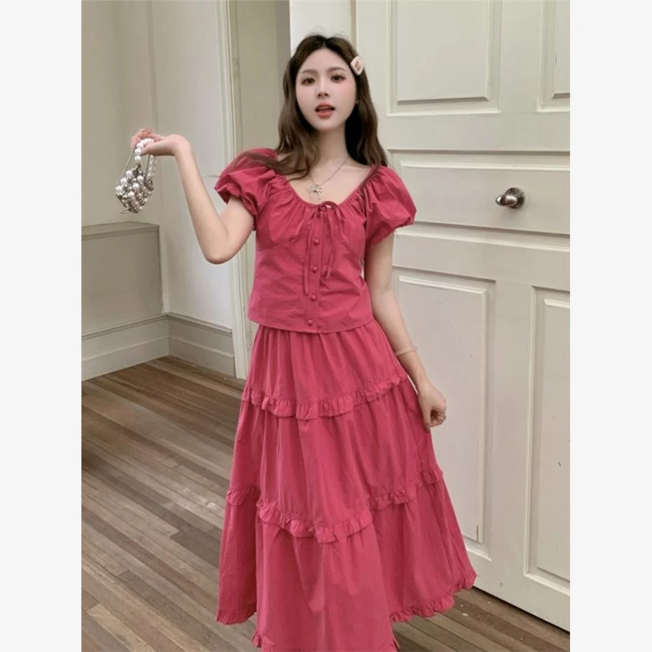 大码女装法式甜美连衣裙夏季2024新款胖MM显瘦裙子绝美a字裙套装