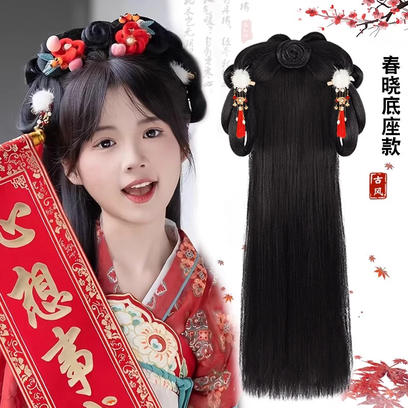 汉服头饰古风假发一体式发包盘发发髻古装日常明制新年发型垫发女