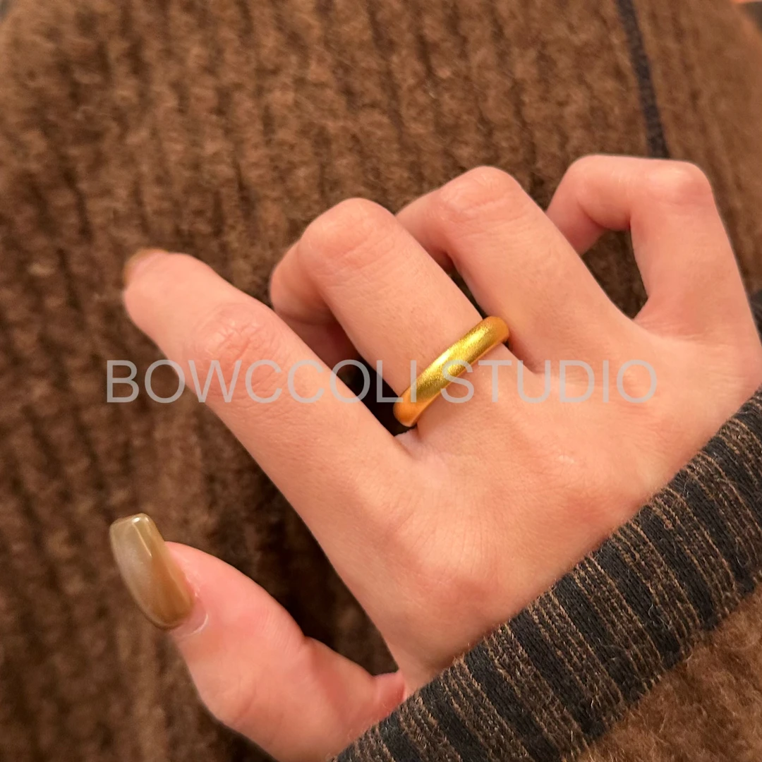 黄铜戒指 【永恒】简约古法金色气质百搭经典素款戒指