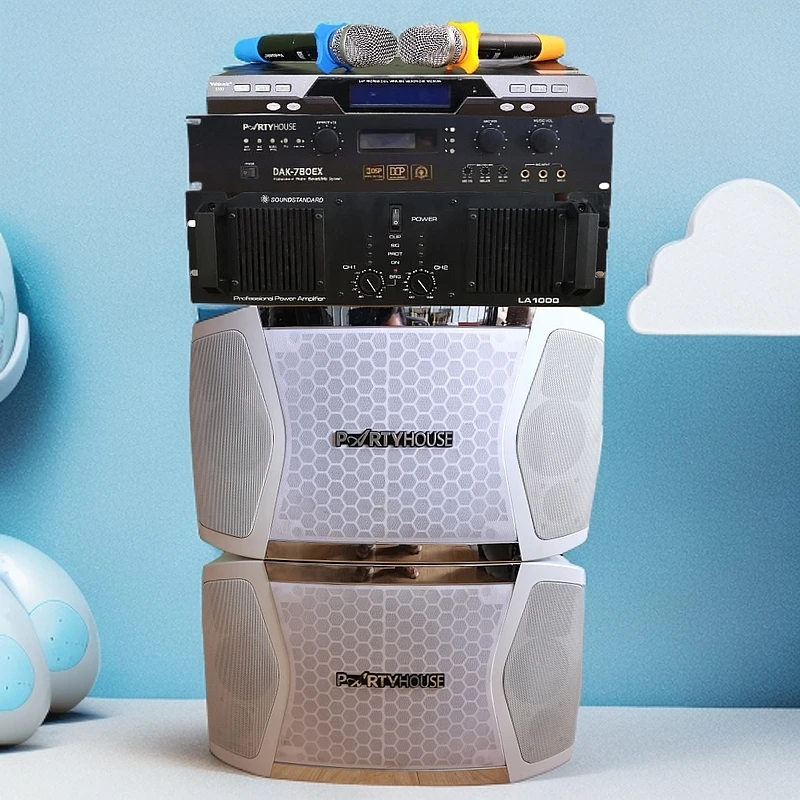 8新  不包邮派对屋10寸专业KTV卡包音响豪华四件套带全新话筒