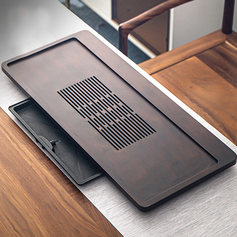 茶盘茶海茶台胡桃木干泡盘简约家用茶杯托盘功夫茶大号储水排水式