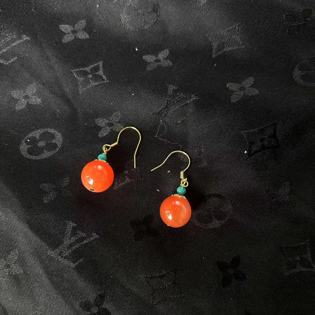 【玉合缘优选】天然玛瑙单株耳钩时尚简约-多样性发一件 8203