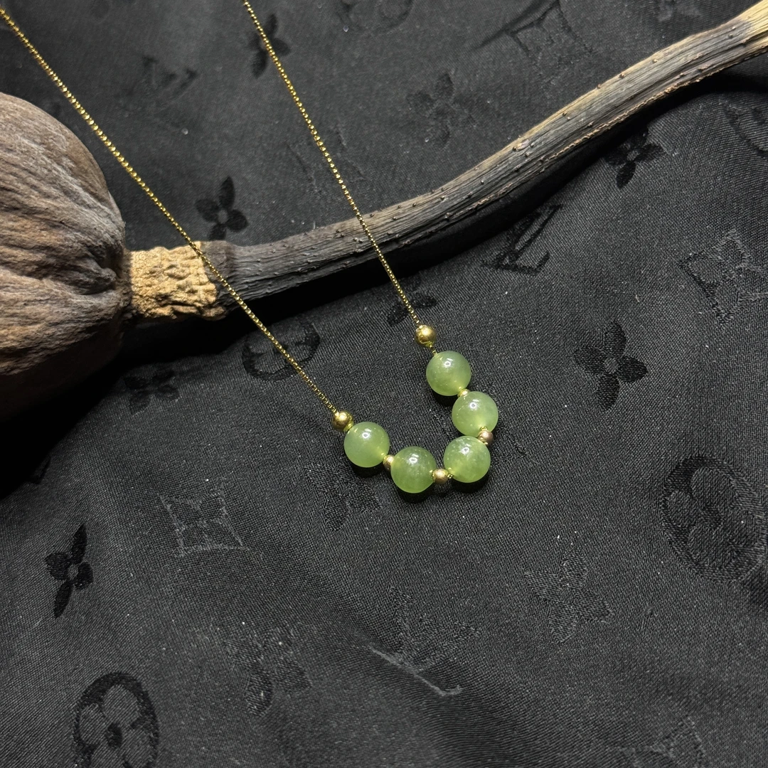 【玉合缘】天然和田玉碧玉925银项链 3210