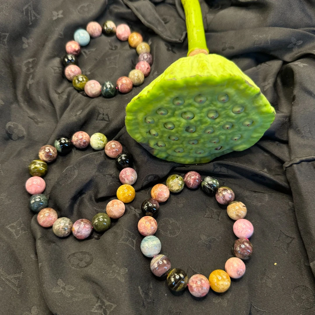 【玉合缘】天然碧玺圆珠手串（多样性发一）8253