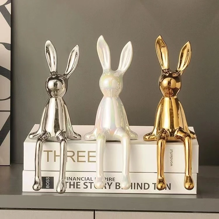 酒柜电视柜装饰品轻奢玄关工艺品创意可爱长耳兔高档客厅兔子摆件