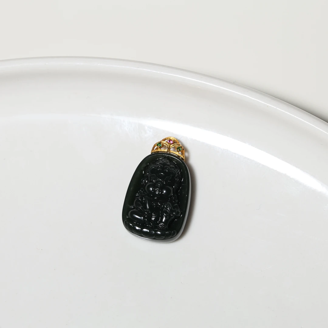 壹加火火|原创设计大黑天塔青金镶吊坠多样性发其一