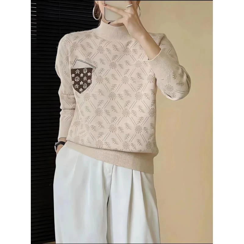 36【漫天花雨】秋冬新款加厚加软重工双面提花针织衫毛衣慵懒风套头