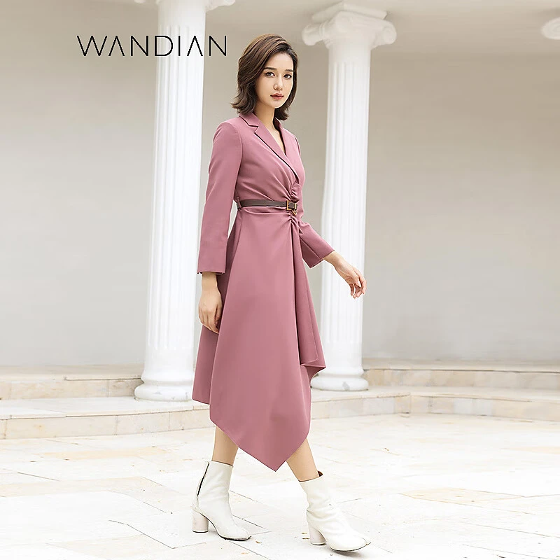 婉甸沙粉色风衣长外套1231B03RS2