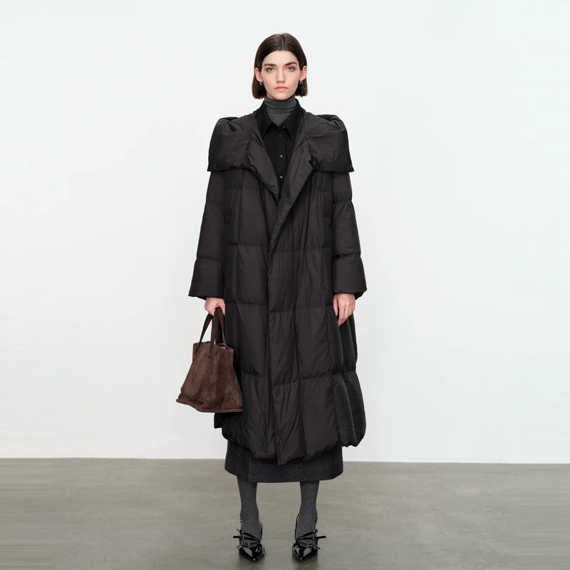 婉甸黑色长款鹅绒服1234Z02DM3