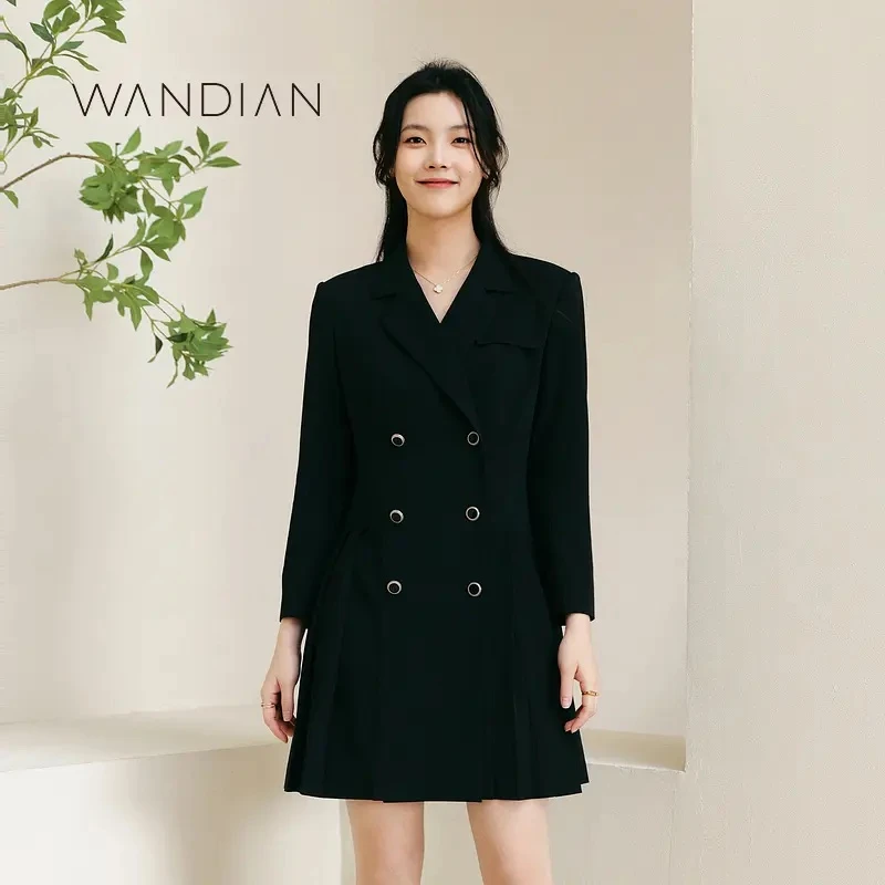 婉甸新品黑色长袖连衣裙1233N11JD4