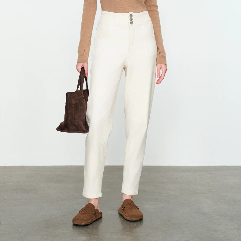 婉甸米白丹宁长裤1234X05RX2YX