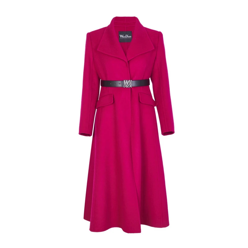 婉甸洋红双面呢大衣1234C13DS4