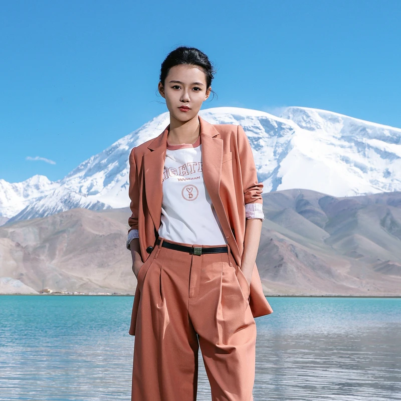 婉甸2025春季新品阳光橙/洋红粉西装外套通勤风1241Q06DY2