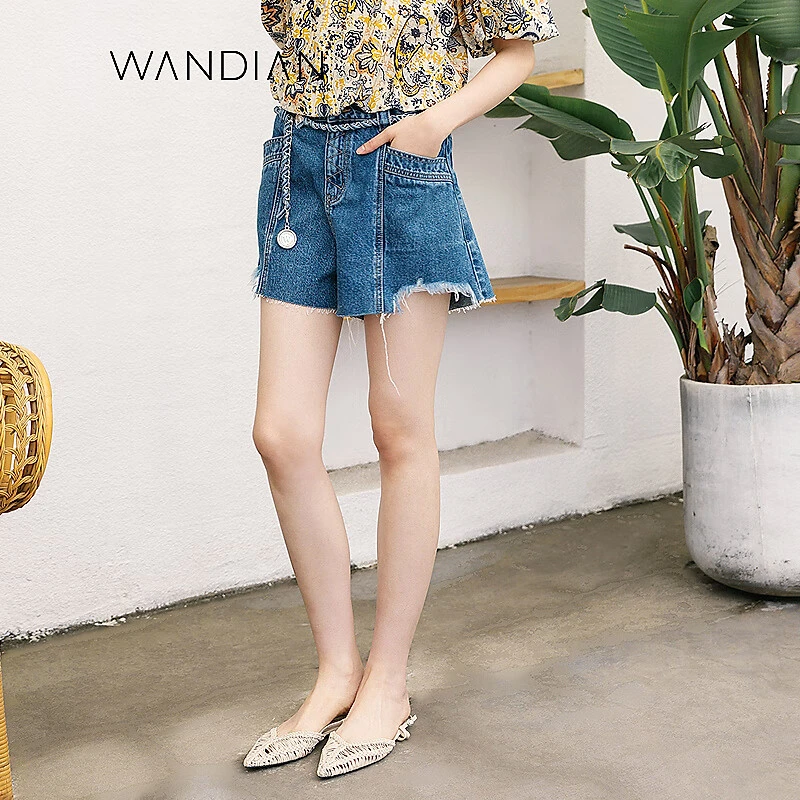 婉甸新品深水蓝丹宁短裤1232X05DJ6