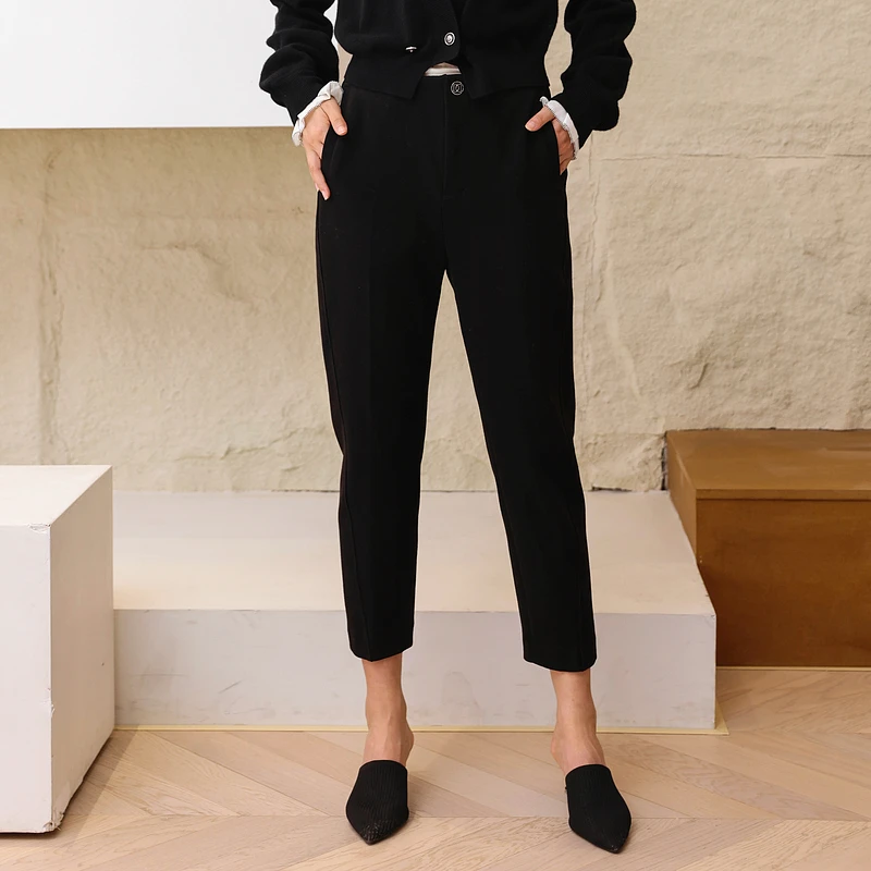 婉甸黑色拉绒长裤1234P20DS4