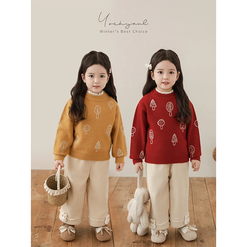 【2025年秋冬清】幼悠圆领套头加厚女童毛衣 D3982