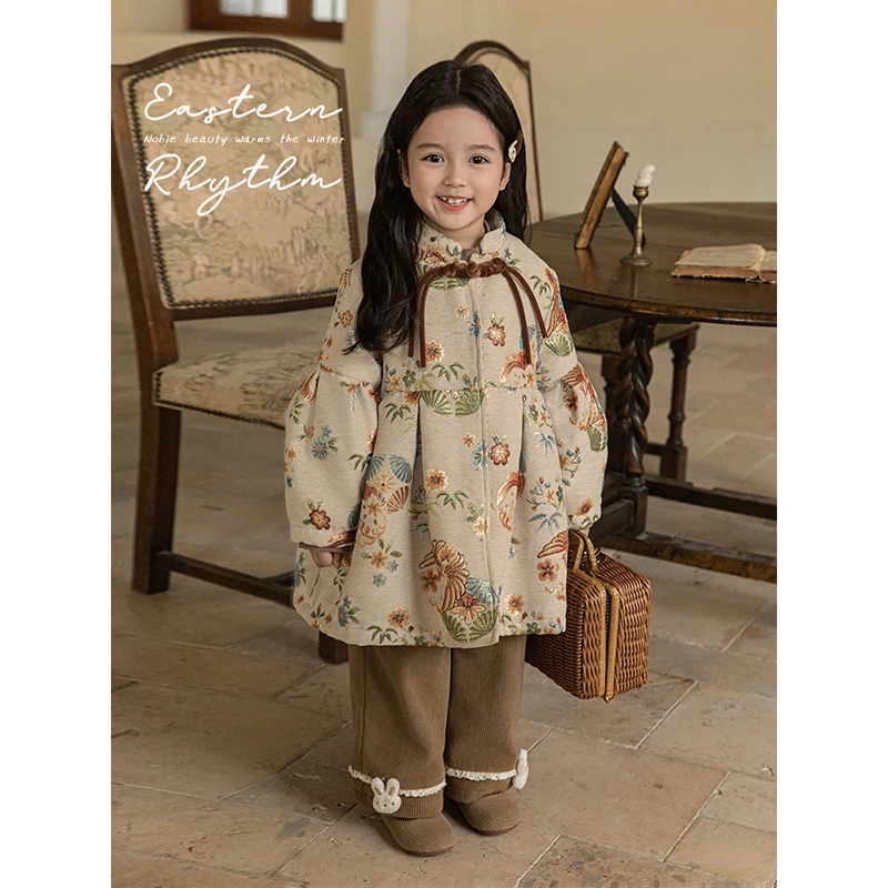 【清】幼悠 冬四波【贵气美感】复古洋气女童连衣裙 D3814