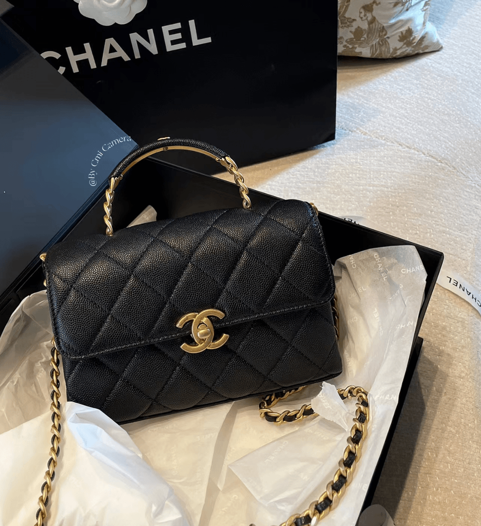 99新 Chanel/香奈儿 GGS carrymemini黑金荔枝20350621总价48800