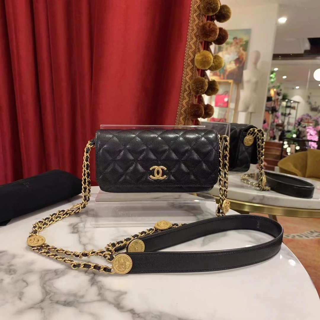 95新 Chanel/香奈儿 GGS丨22a金币法棍黑金荔枝 67407141