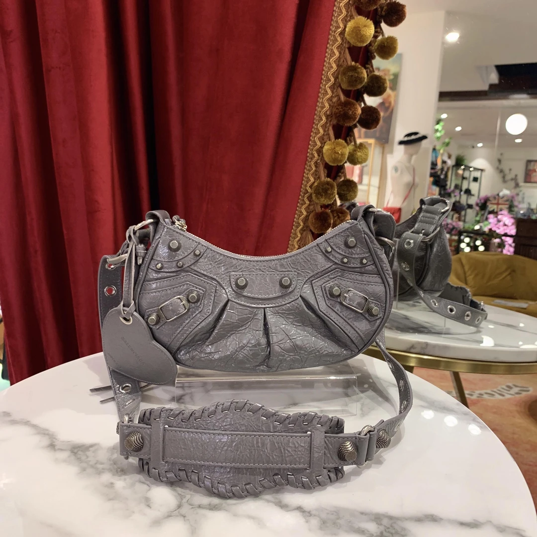 95新 Balenciaga/巴黎世家 GGS 丨月牙包xs号灰色/59495816