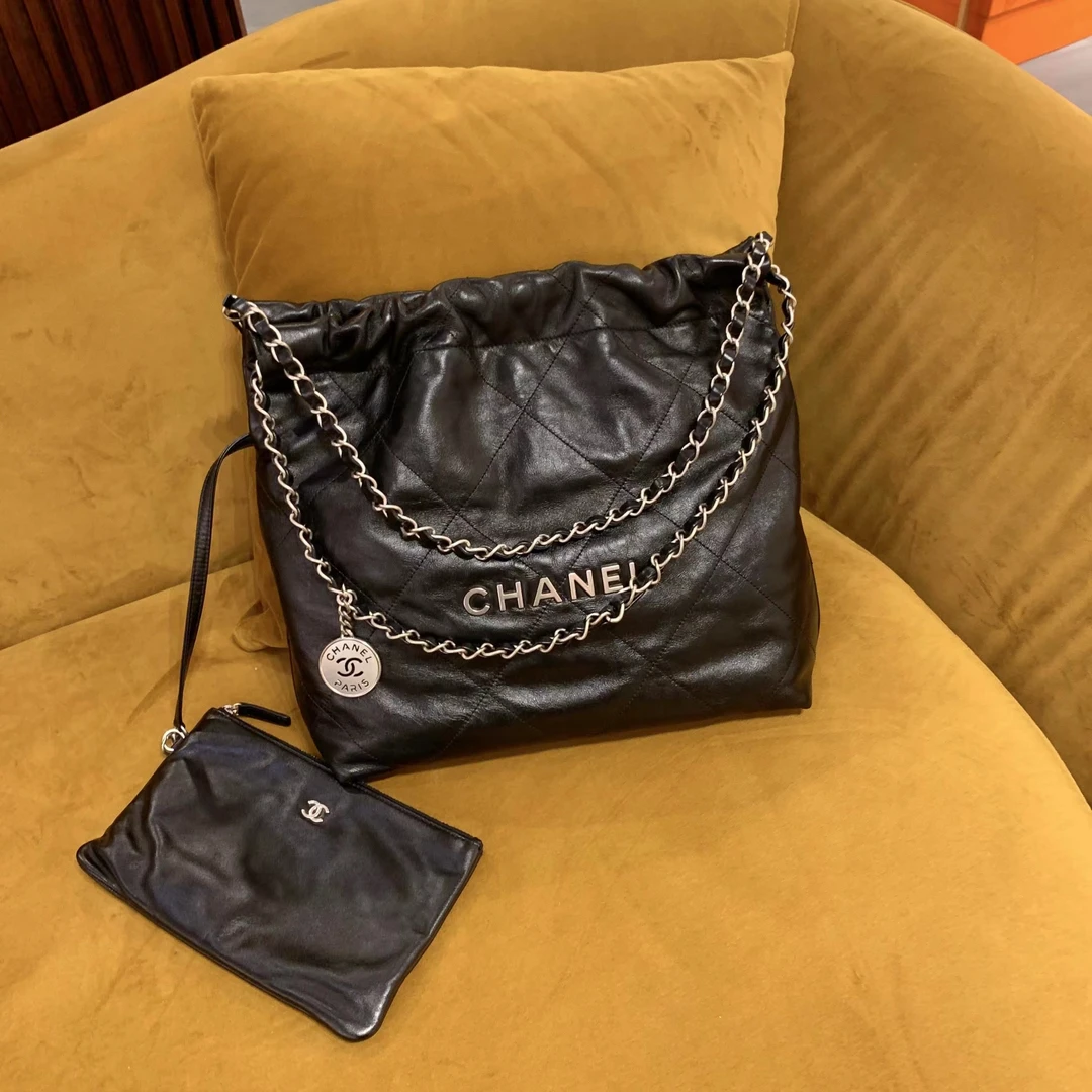 95新 Chanel/香奈儿 GGS丨22bag黑银小号芯片款/66946469