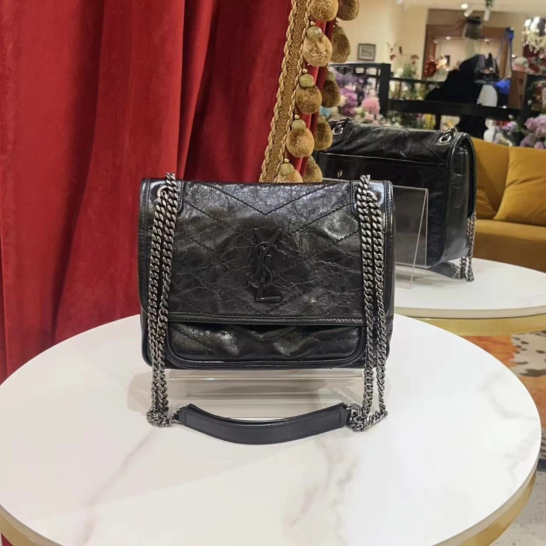 95新 YSL/圣罗兰 GGS丨Niki小号黑银油蜡/89837742