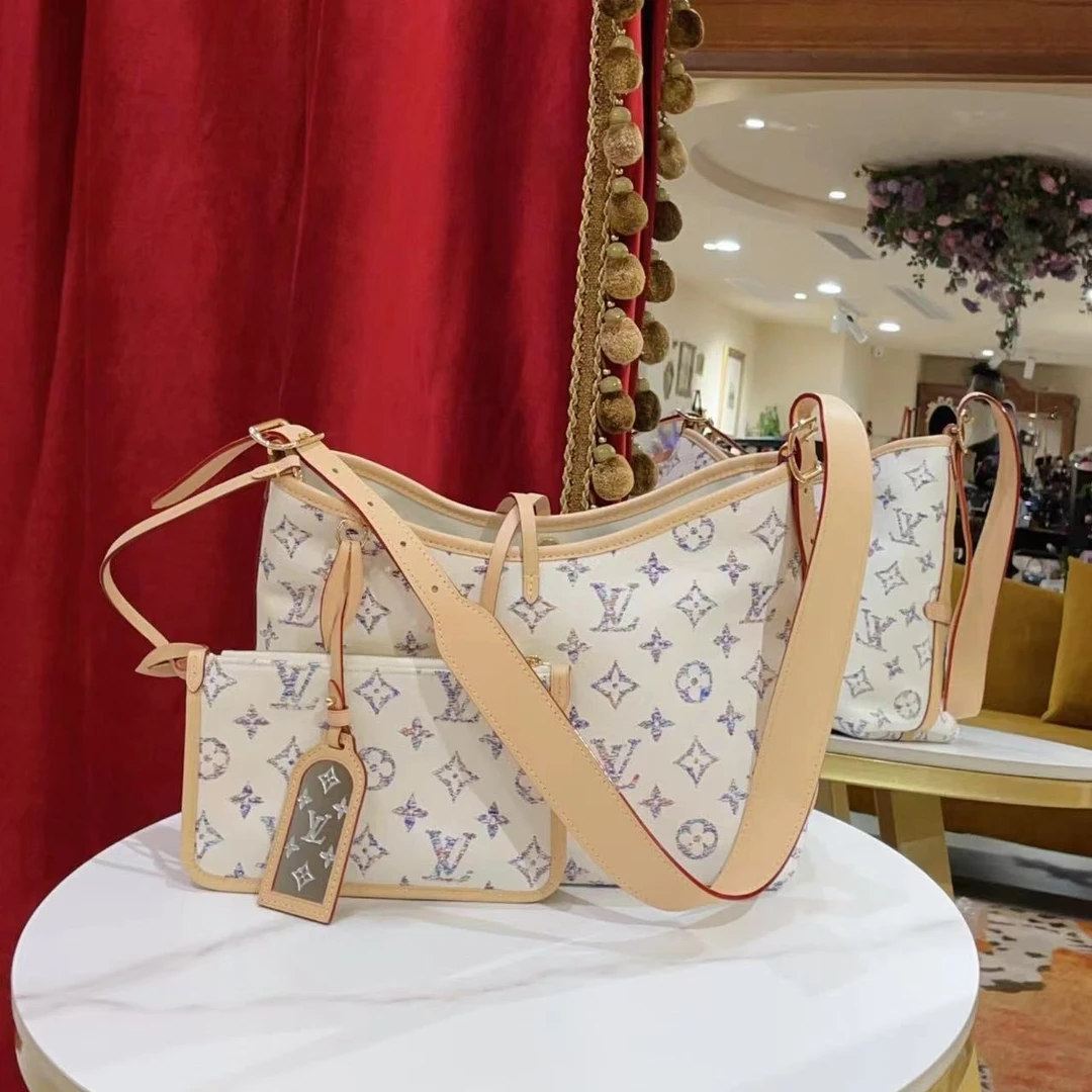 99新 LV GGS丨海航系列白金帆布carryall小号芯片 66481101