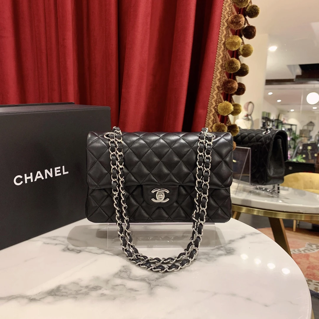 95新 Chanel/香奈儿 GGS丨香奈儿cf小号黑银羊皮芯片 11758780
