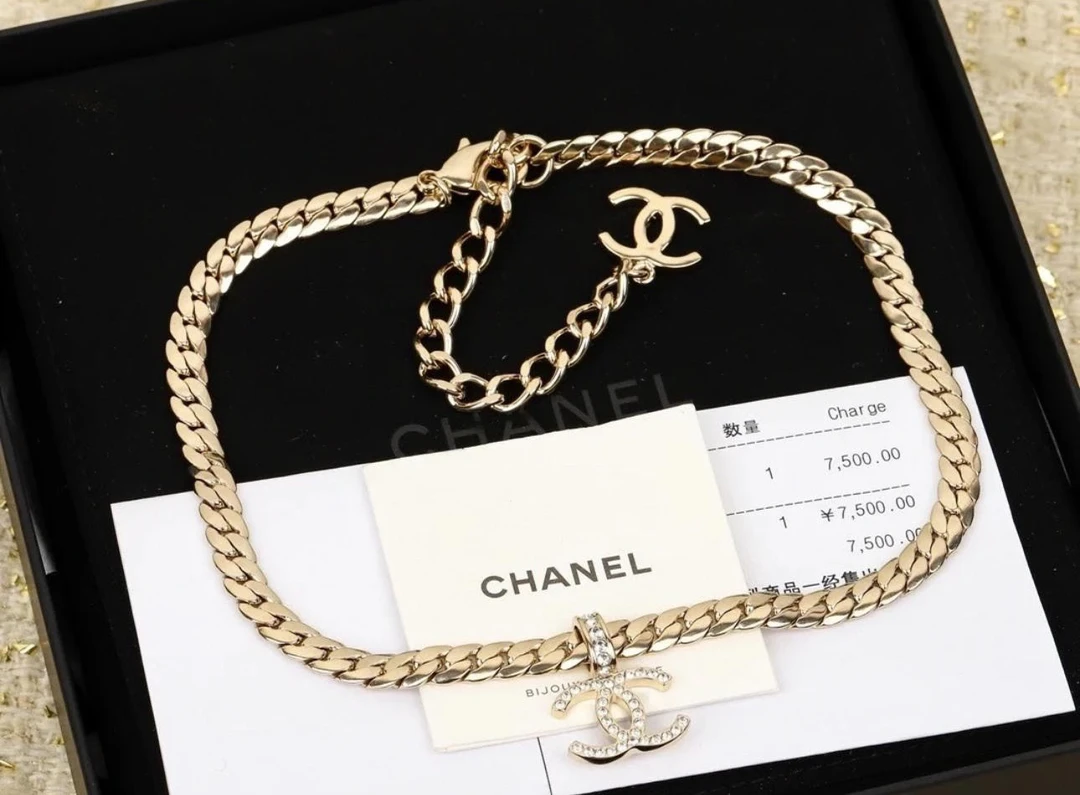 95新 Chanel/香奈儿 GGS小七丨金色水钻双C项链chocker/98386505