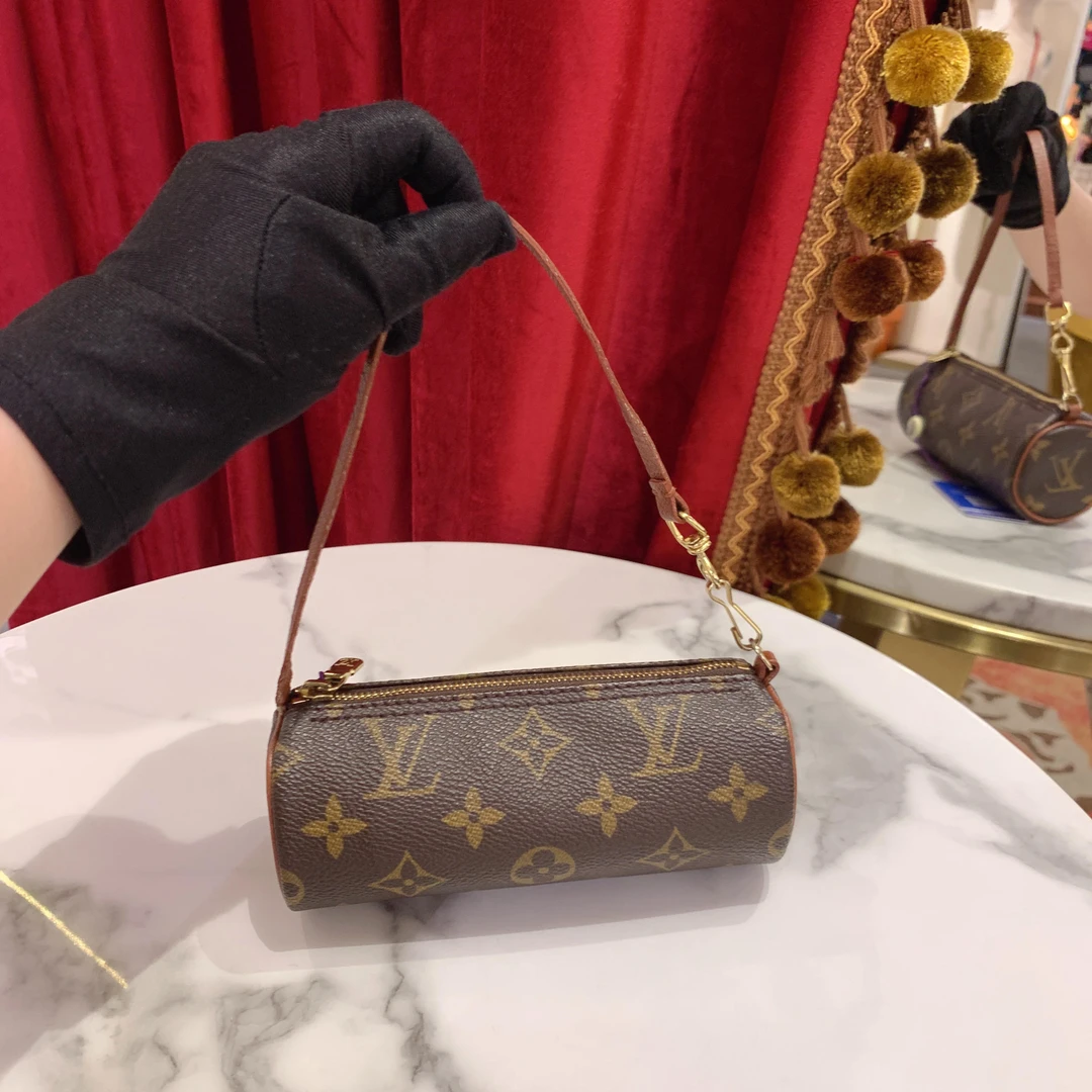 95新 LV GGS小七丨老花金扣mini圆筒包30004499