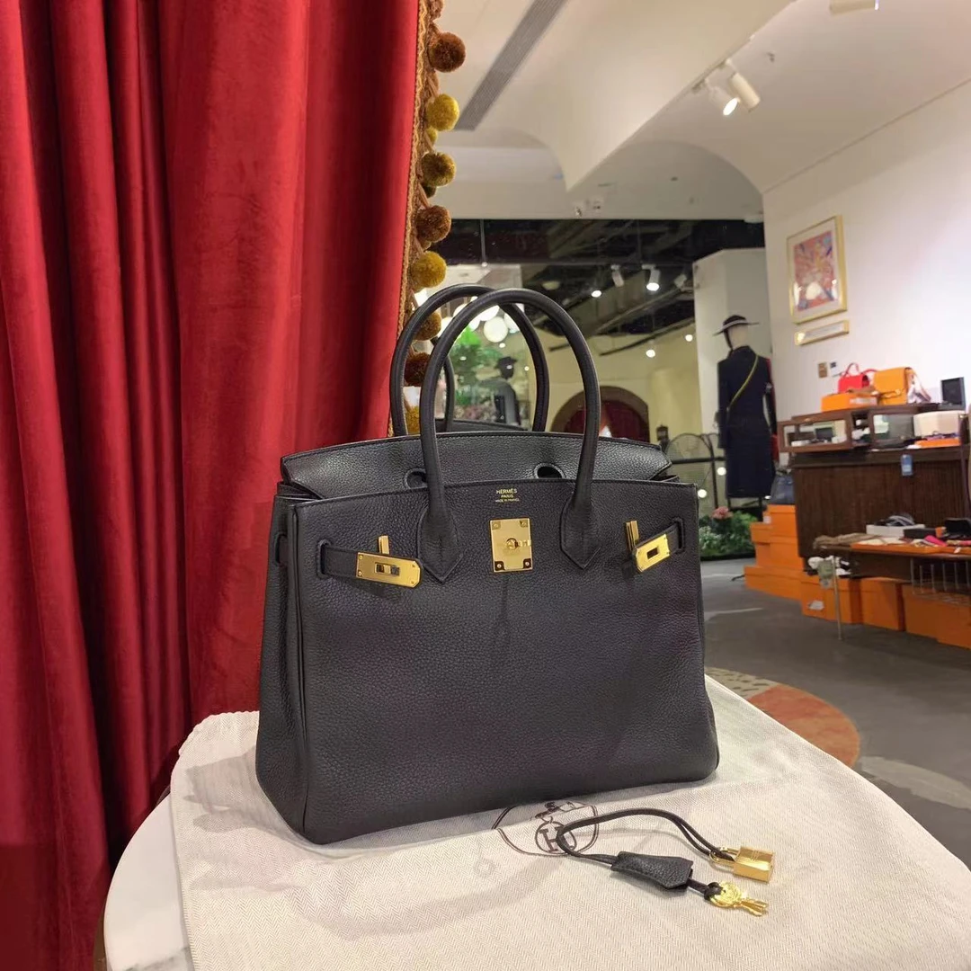 95新 Hermes/爱马仕 GGS丨birkin30黑色金扣togo 91404287
