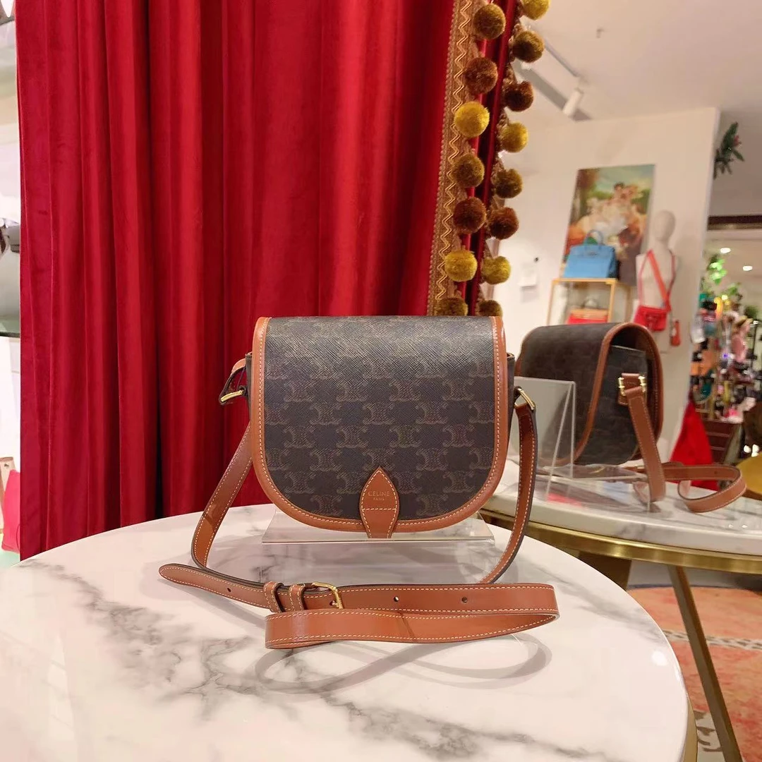 95新 Celine/思琳 GGS小七 丨瑟琳马鞍包老花金扣单肩包 40351790