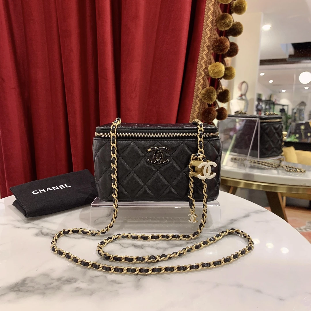 95新 Chanel/香奈儿 GGS丨24a珐琅双C长盒子黑金芯片款/22984635