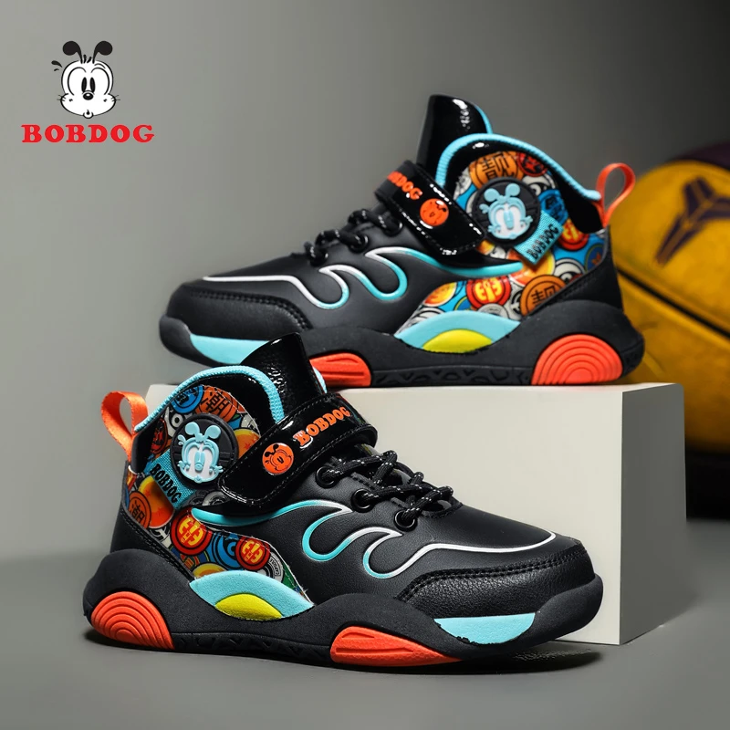 巴布豆男童运动鞋2025秋冬季新款皮面防水儿童男孩子中大童休闲鞋