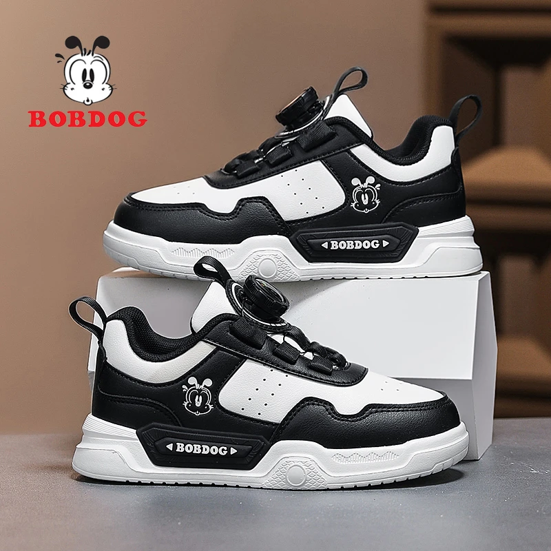 巴布豆男童运动鞋春秋季新款皮面防水男孩子中大童儿童板鞋休闲鞋