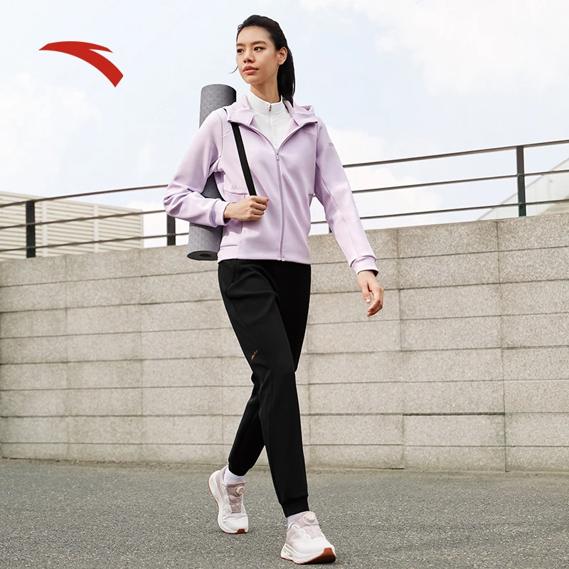 安踏加绒运动长裤女秋冬新款跑步运动裤舒适保暖卫裤子162447311N