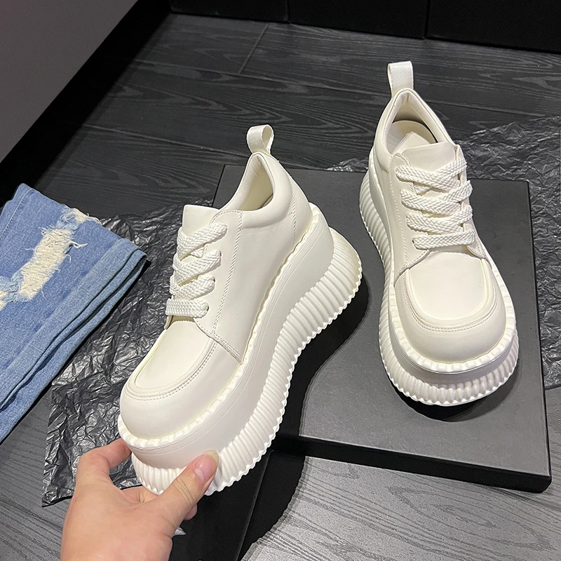 欧货饼干厚底松糕鞋女2023秋冬新款个性小个子时尚休闲超高跟单鞋