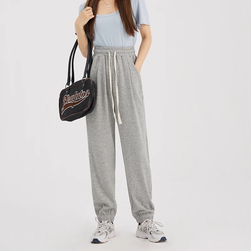 【青】裤子显瘦卫裤直筒薄款休闲束脚裤收口运动裤 1173