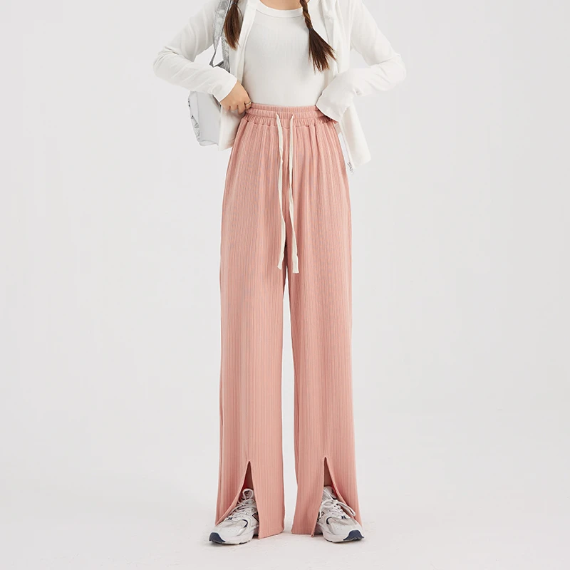 【青】直筒拖地裤女垂感开叉抖抖裤韩版休闲阔腿裤 1199