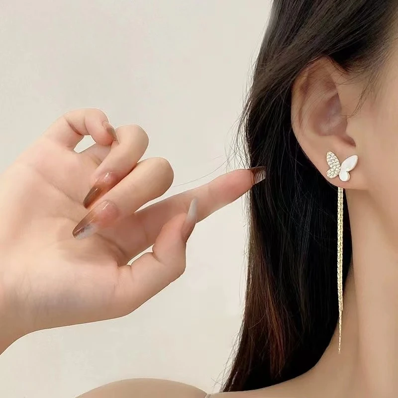 贝美星 合金耳饰 【主播宠粉】 立体蝴蝶结流苏耳环 精美礼盒