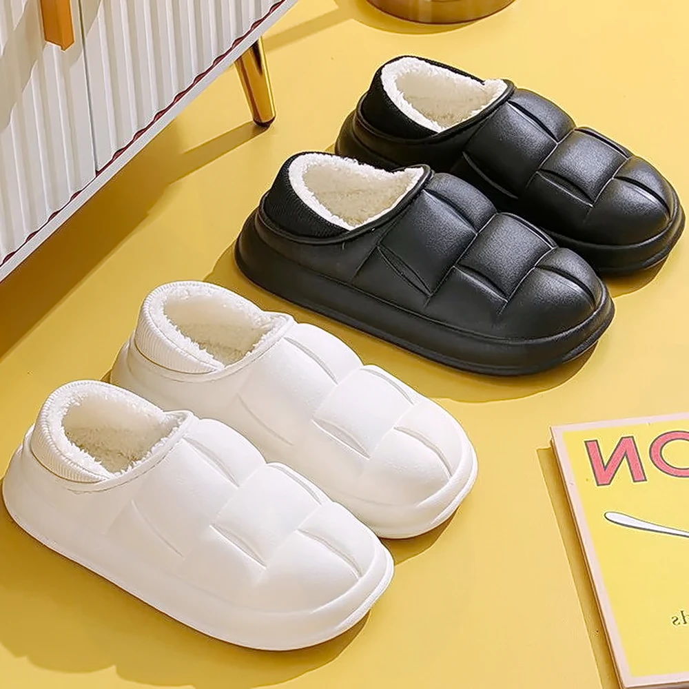 秋冬季加厚保暖棉拖鞋加绒防水踩屎感室内外穿靓丽棉拖鞋耐磨厚底