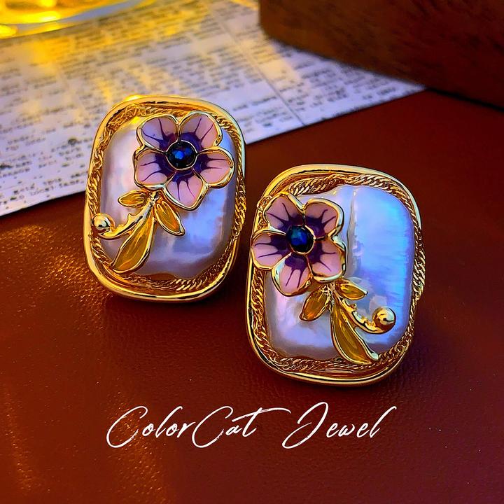 铜合金耳饰 D1070新款【莫奈花园】中古巴洛克ColorCat耳钉