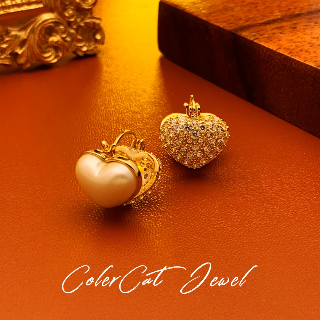 铜合金耳饰 D1120【心弦守护】925银针轻奢气质双面耳扣