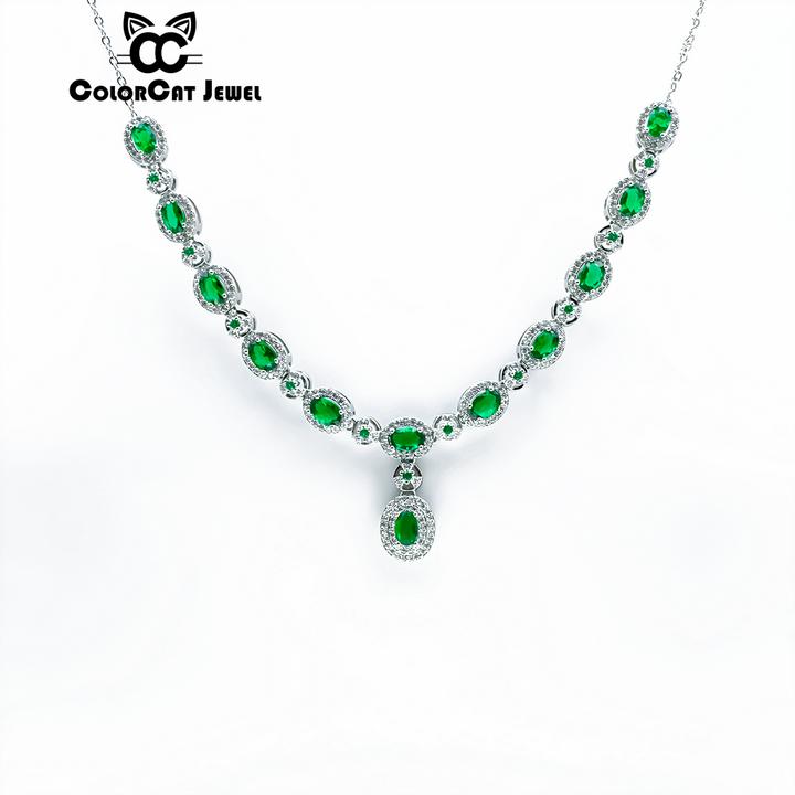 XL0209 绿钻轻奢中古鸽子蛋项链