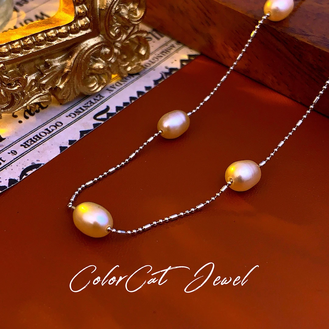 X5046天然淡水珍珠满天星淡水气质ColorCat项链